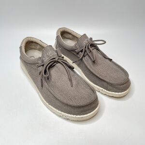 HEY DUDE Wally Chambray Sepia Brown Gray Casual Shoes Mens Size 11